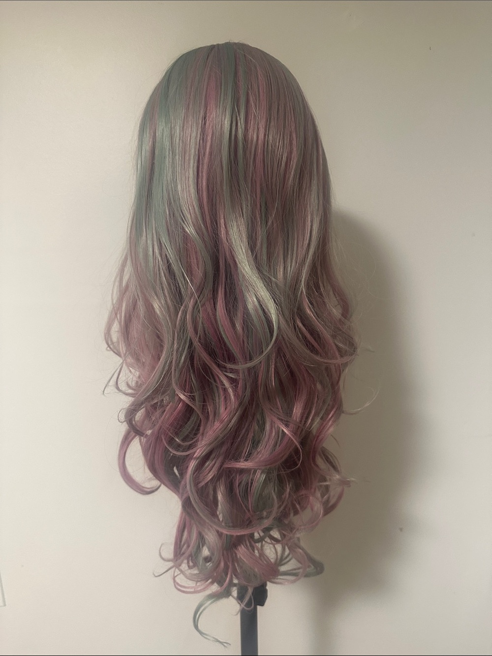 Lavender & Silver Long Wavy Synthetic Wig With Lace Front